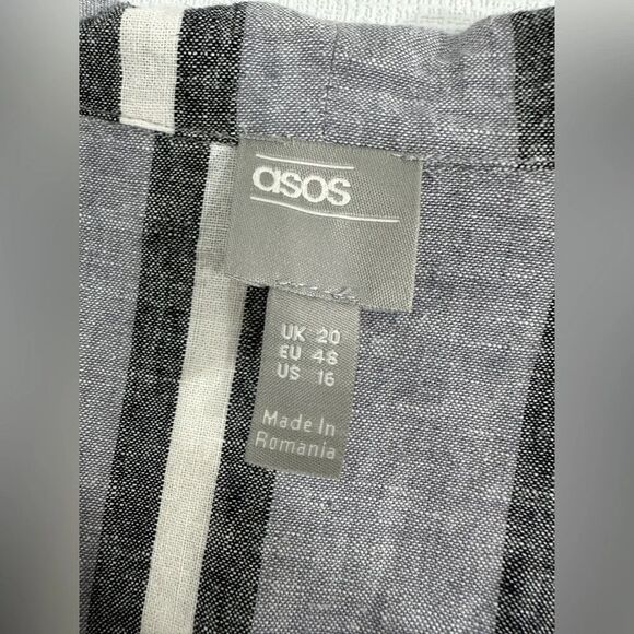 ASOS linen blend stripe tux midi dress black white size 16 - Picture 10 of 12